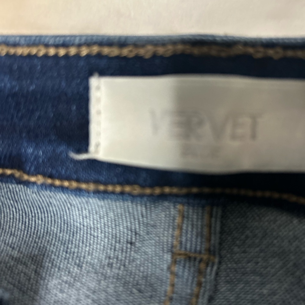 Vervet High Rise Slim Straight Jeans Raw Hem Dark Wash Women’s 25 - Picture 7 of 10